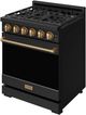 Thor Kitchen Gordon Ramsay Collection 30" Black Pro Style Gas Range with Precision Knob Control and Bronze Trim-3