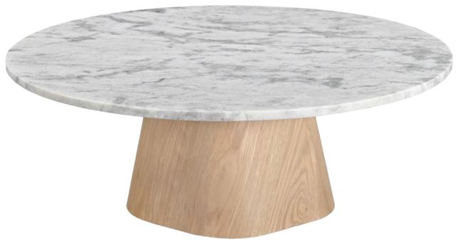 Moe's Home Collection Evelyn Ashen Gray Matrix Marble Top Coffee Table with Natural Base-0