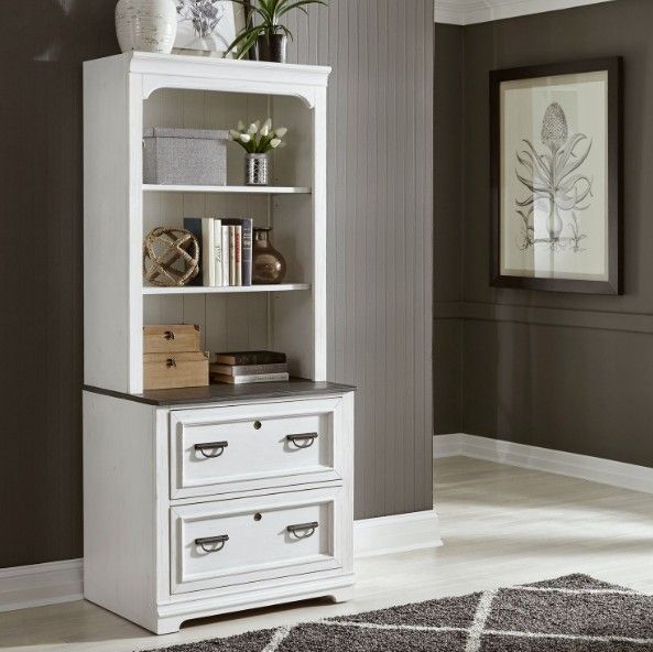 Liberty Furniture Allyson Park 2-Piece Charcoal/Wirebrushed White Bunching Lateral File Cabinet Set-1