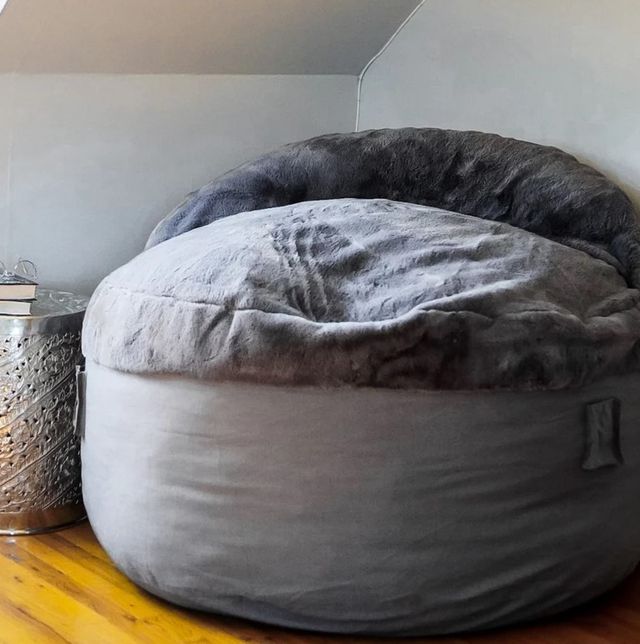 CordaRoy's® Nest Charcoal Bunny Fur Full Adult Bean Bag Chair-3