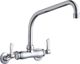Elkay Chrome Foodservice 3-8" Adjustable Centers Wall Mount Faucet with 10" High Arc Spout and 2" Lever Handles-0