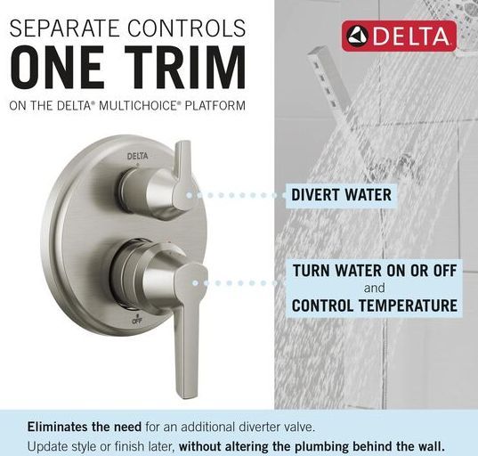 Delta Galeon® 14S Lumicoat® Stainless 3-Setting Integrated Diverter Trim-3