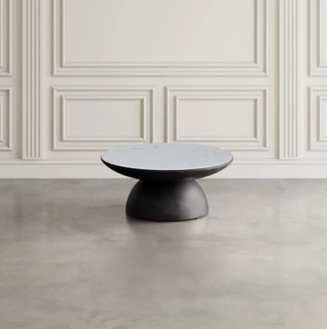 Jofran Inc. Circularity Black Round Cocktail Table with White Marble Top-1