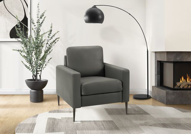 Monarch Specialties Inc. Dark Grey 32" Faux Leather Accent Chair with Black Metal Legs-1