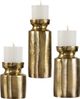 Uttermost® Amina 3-Piece Antiqued Brass Candle Holder Set-0