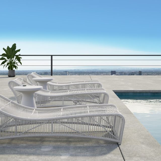 Sunset West Miami Frost Metal/Natural Fibers Outdoor Chaise-3