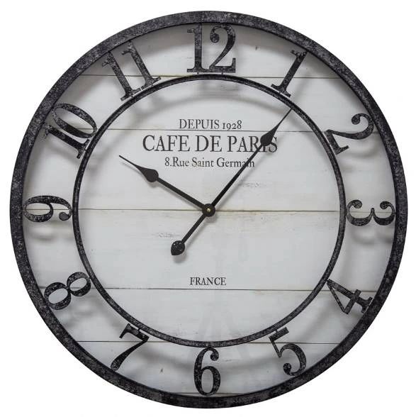 YHD Cafe De Paris Black/White Shiplap Wall Clock-0