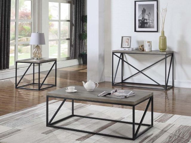 Coaster® Birdie Grey Rectangular Sofa Table with Black Metal Base -2