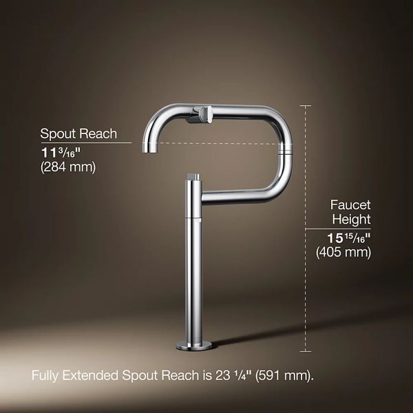 KOHLER® Components® Polished Chrome Deck-Mount Pot Filler-4
