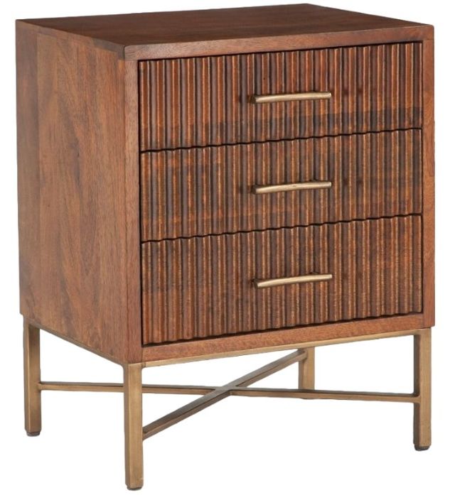 Home Trends & Design Cosmopolitan Antique Brass/Honey Brown Nightstand-0