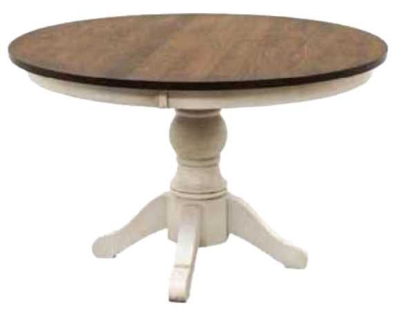Members Amish Customizable Heritage Woodcrafters Newark 48" x 48" Single Pedestal Dining Table with 2-Leaves-0