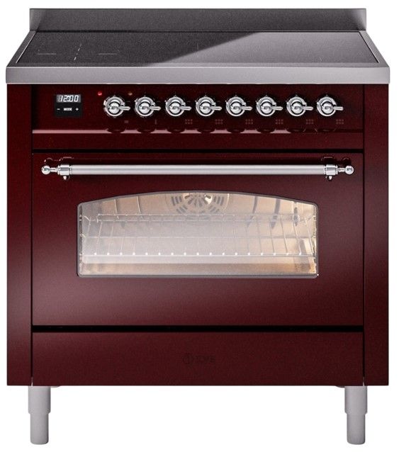 Ilve® Nostalgie II Series 36" Burgundy Pro Style Induction Range-0