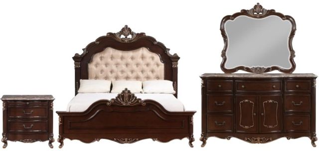 New Classic® Home Furnishings Constantine 4-Piece Cherry California King Panel Bedroom Set-0