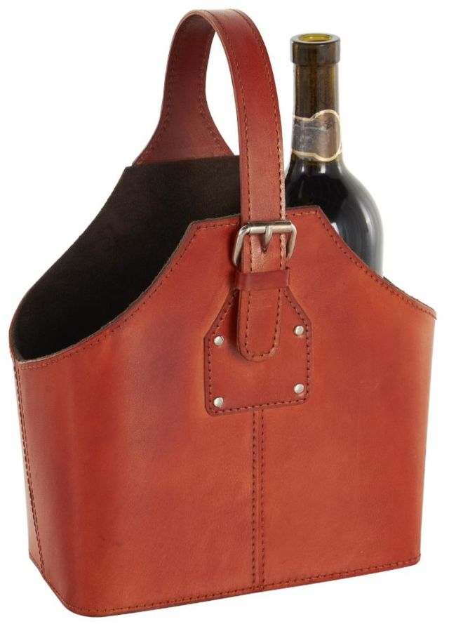 Deco Marche Brown Handmade 2-Bottle Wine Holder with Carrying Handle-2