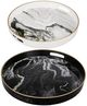 A & B Home Quinn 2-Piece Black/White Round Tray Set-0
