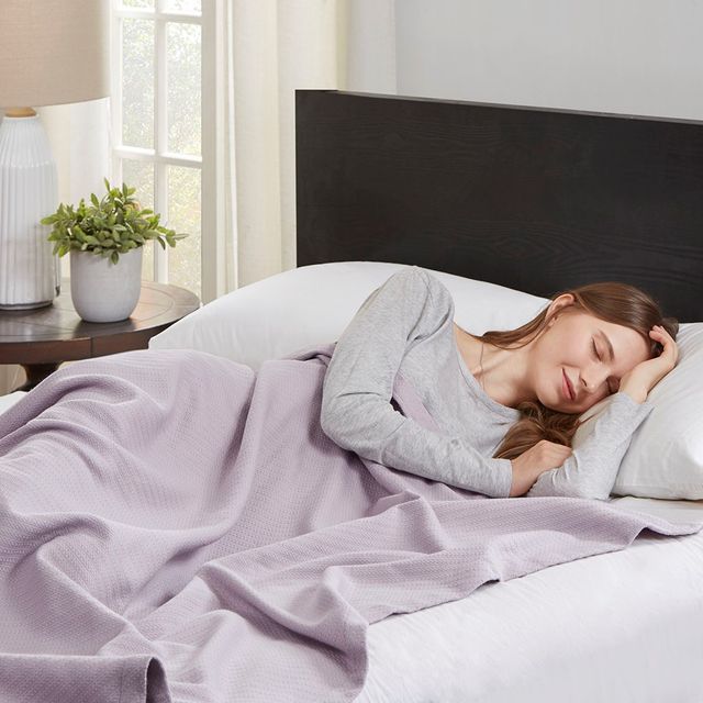 Olliix by Madison Park Liquid Cotton Lilac Twin Blanket-2