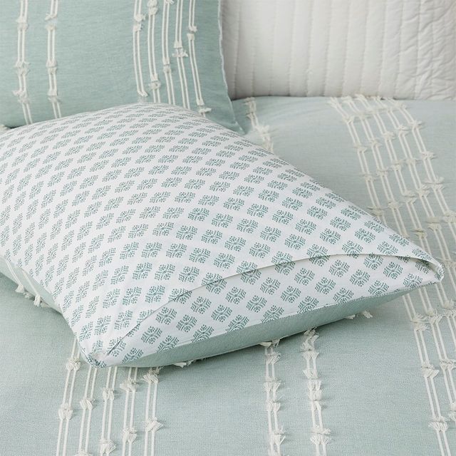 Olliix by INK+IVY Kara Aqua Full/Queen Cotton Jacquard Comforter Set-4
