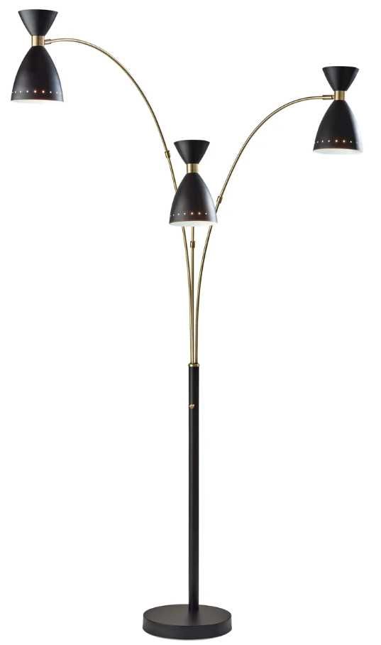 Adesso® Oscar Black 3-Arm Arc Floor Lamp-0