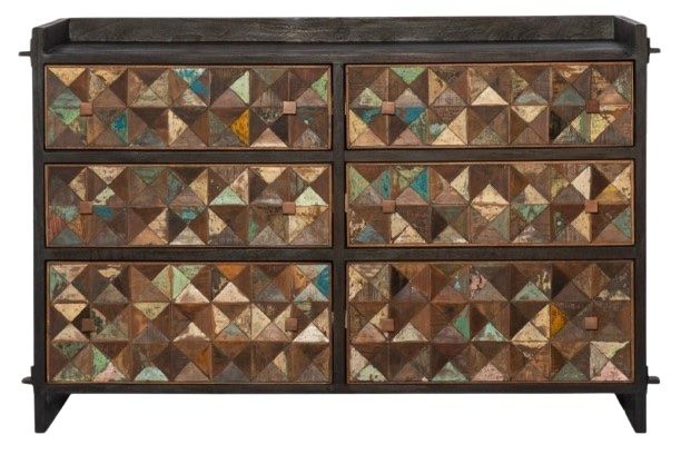 Home Trends & Design Rio 6-Drawer Black/Brown/Green/White Dresser-1