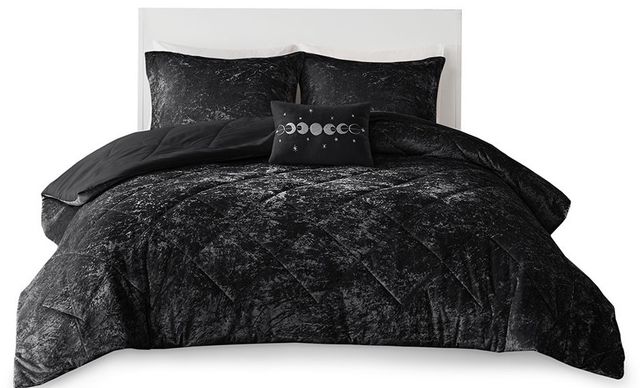 Olliix by Intelligent Design Felicia Black King/California King Velvet Comforter Set-0