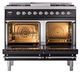 Ilve® Nostalgie II Noblesse 40'' Glossy Black Pro Style Dual Fuel Range with Chrome Trim-2