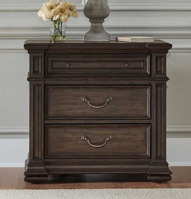 Liberty Furniture Provence Park Chateau Brown Nightstand with Charging Station-1