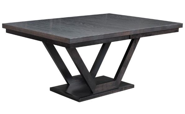 Country View Woodworking Customizable Serena Elm Top 48" Dining Table with 4-Leaves and Brown Maple Base-0