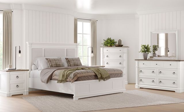 Magnussen Home® Kingston Whisper White California King Panel Bed with Upholstered Headboard-1