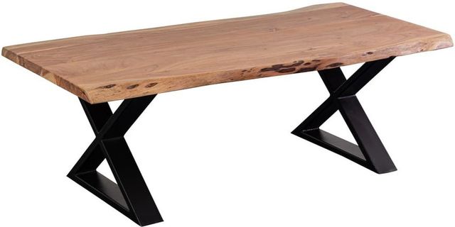 Porter International Designs Manzanita Natural Coffee Table with Black Metal Base-2