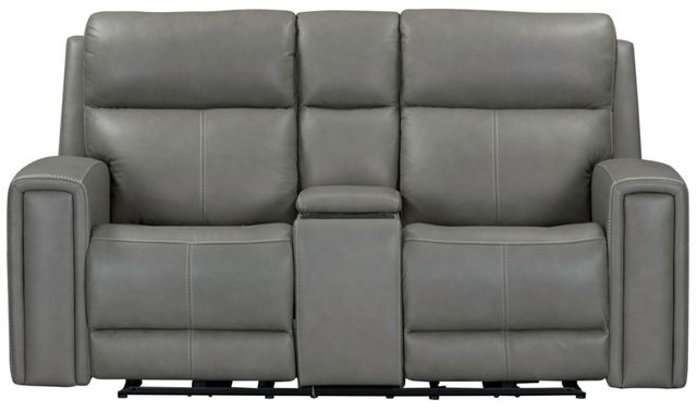Liberty Furniture Camden Aline Light Gray Leather Power Reclining Loveseat with Console-4