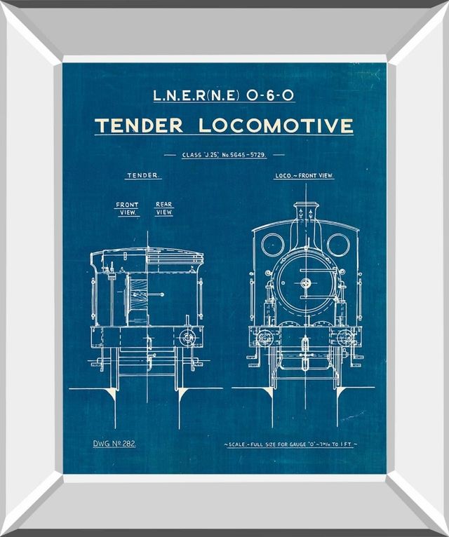 Classy Living Wild Apple Portfolio Locomotive Blueprint III 22"W Wall Art-0