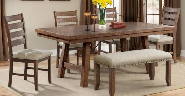 Elements International Jax 6-Piece Cherry/Cream/Walnut Ladder Back Dining Set-4