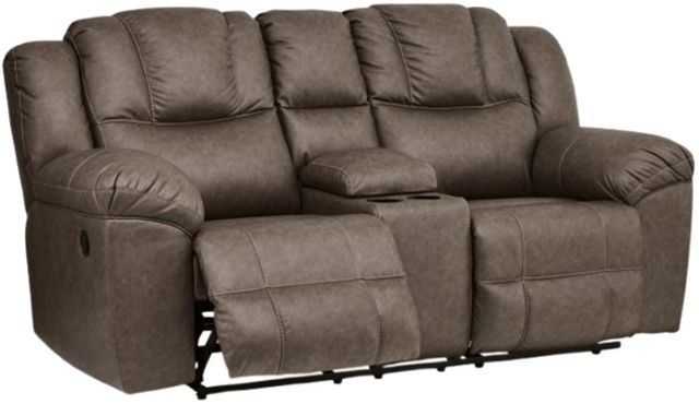 Signature Design by Ashley® Lowilla Driftwood Manual Reclining Loveseat with Console-1