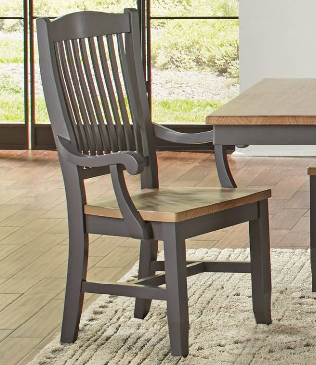 A-America® Port Townsend Gull/Seaside Pine Slatback Dining Arm Chair-1
