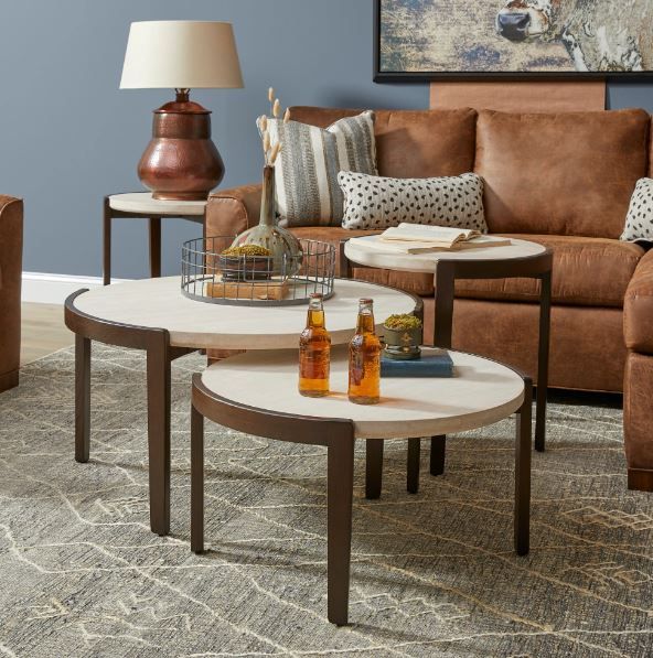 Flexsteel® Palette Beige Tall Bunching Table with Brown Base-3
