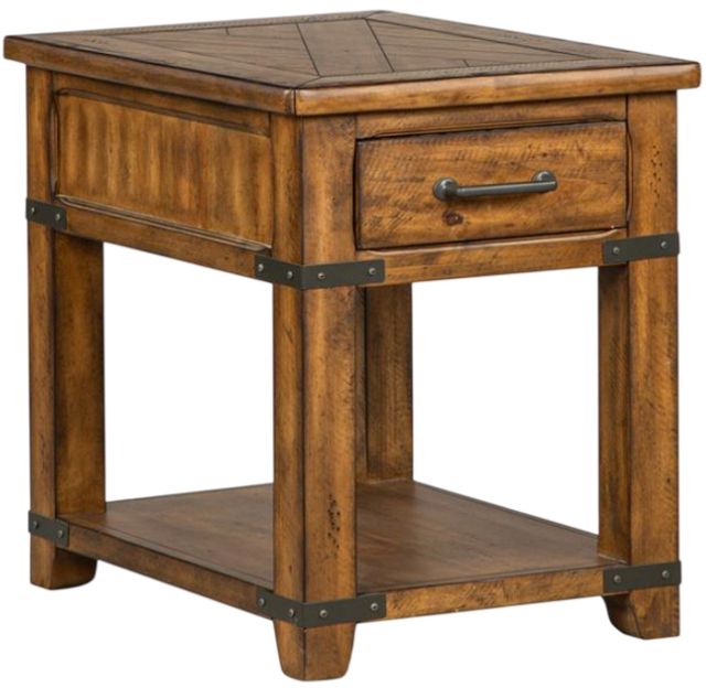 Magnussen Home® Chesterfield Farmhouse Timber Small Rectangular End Table-0