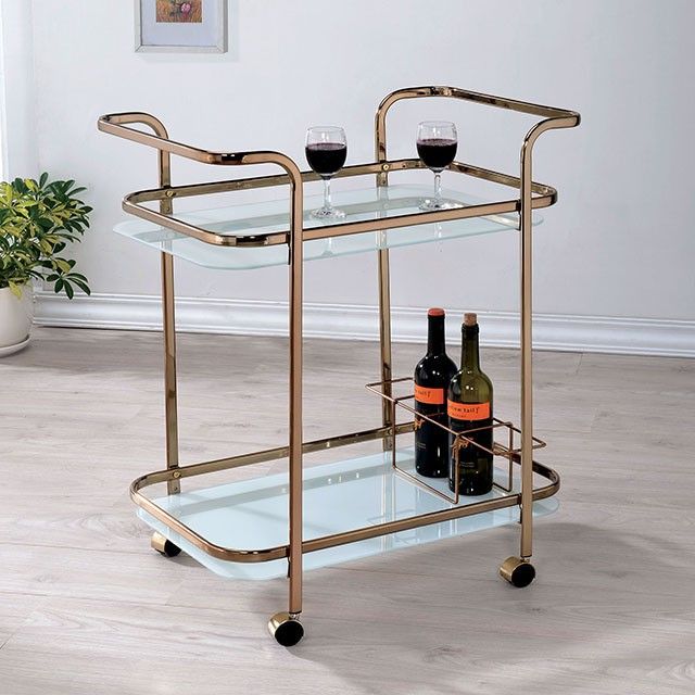 Furniture of America® Tiana Champagne Serving Cart-1