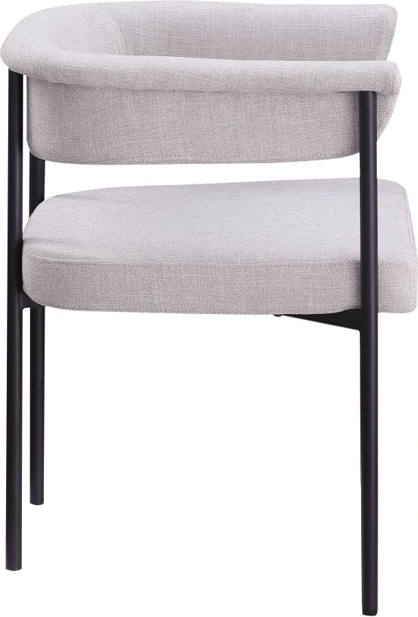 Meridian Furniture Malin Gray Linen Textured Upholstered Dining Arm Chair-3