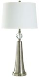 StyleCraft Silver/White 34" Brushed Steel Table Lamp-0