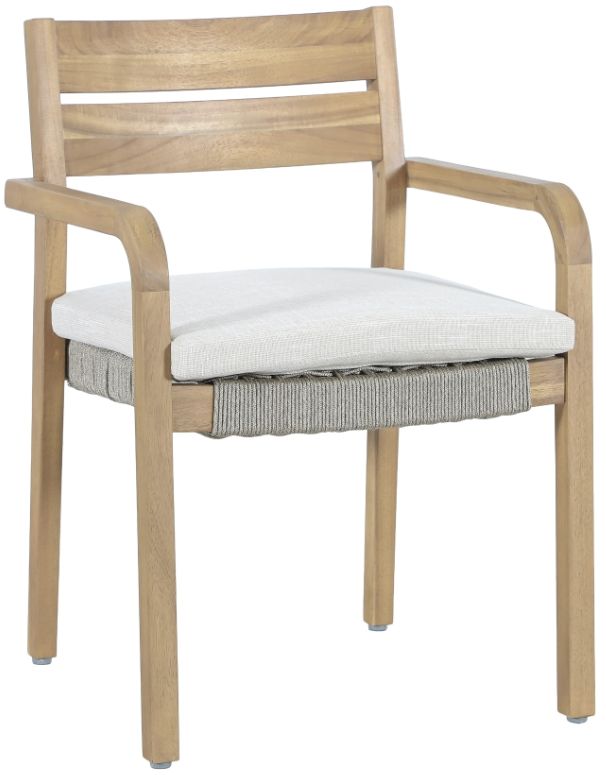 New Classic® Home Furnishings Arden Brown/Natural Fabric/Wicker Outdoor Patio Dining Arm Chair-0
