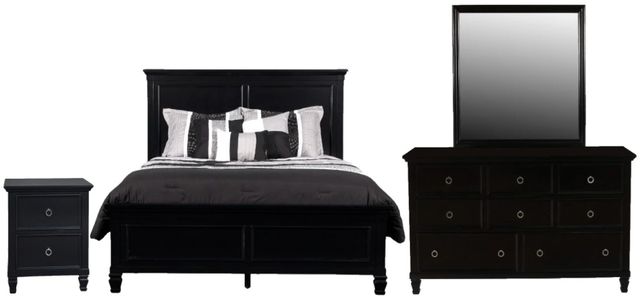 New Classic® Home Furnishings Tamarack 4-Piece Black Queen Panel Bedroom Set-0