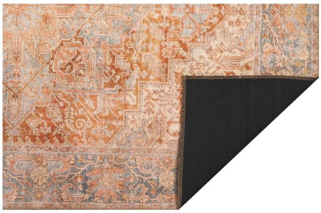 KAS Rugs London Rust Blue Serena 5'x8' Area Rug-2