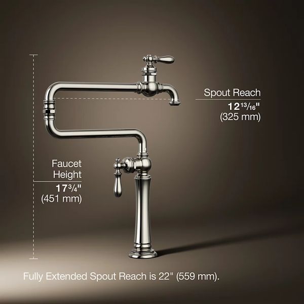 KOHLER® Artifacts® Vibrant Polished Nickel Deck-Mount Pot Filler-4