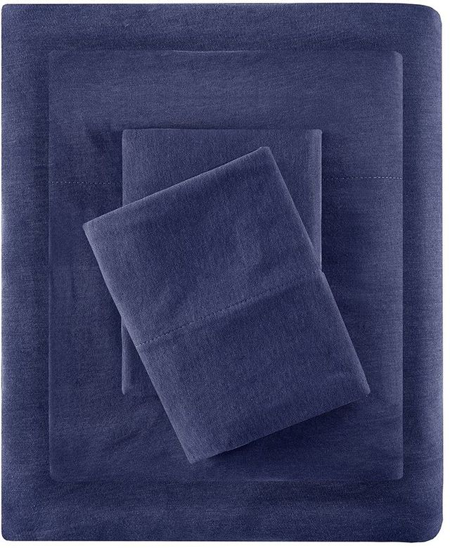 Olliix by Intelligent Design Navy Twin Cotton Blend Jersey Knit All Season Sheet Set-0