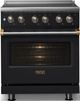 Viking® 5 Series 30" Onyx Pro Style Electric Range with Brushed Brass Trim-3