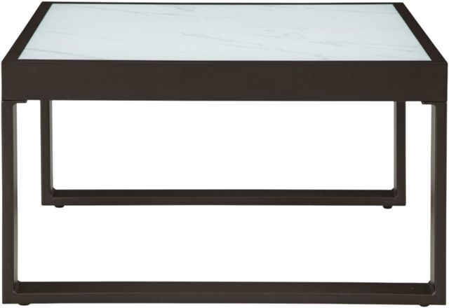 Signature Design by Ashley® Beachloft Glass Top Outdoor Aluminum Cocktail Table with Black Base-2