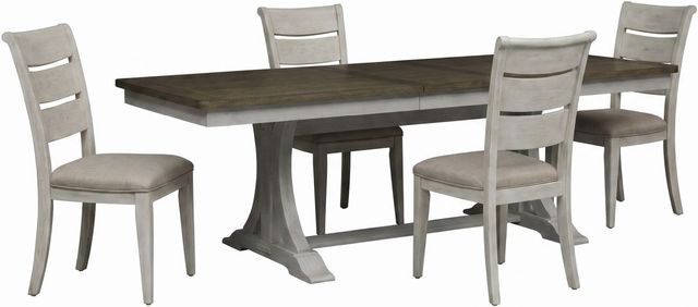 Liberty Furniture Farmhouse Reimagined 5-Piece Antique White/Chestnut Rectangualr Dining Set-0
