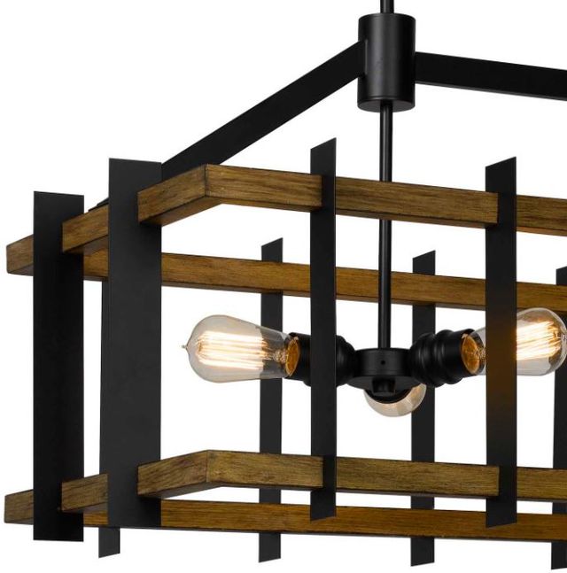 Cal® Lighting & Accessories Bruck Iron/Light Oak Island Chandelier-1