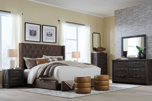 Signature Design by Ashley® Fremindon Coffee King Upholstered Panel Storage Bed-2