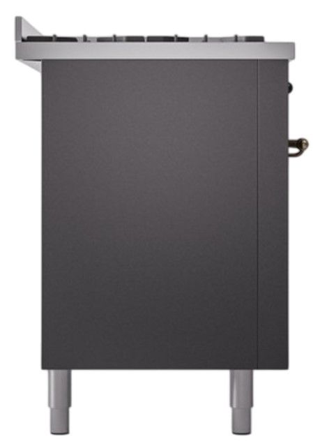 Ilve® Nostalgie II Noblesse 60'' Graphite Matte Pro Style Dual Fuel Range with Burnished Trim-2